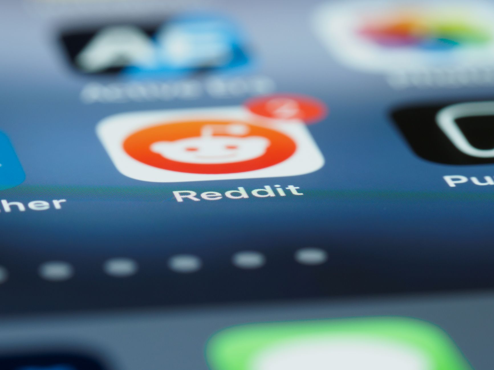 Close-up of a smartphone screen showing the Reddit app